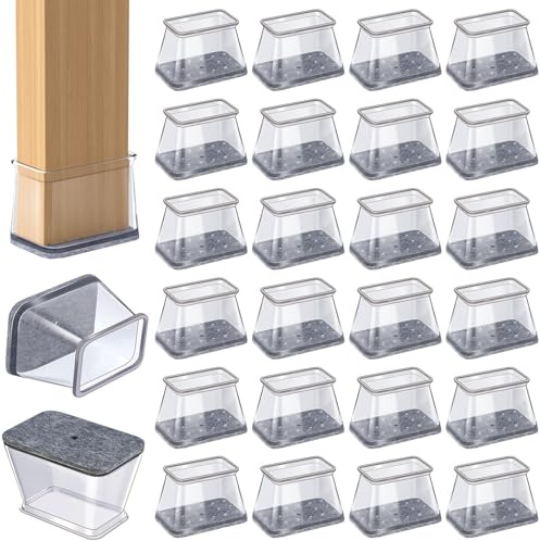 24 Pcs Chair Leg Floor Protectors Rectangle Furniture Pads Floor Protectors Furniture Sliders for Protecting Hardwood/Tile/Laminate Floors from Scratches and Noise Large Fit:L 38mm-50mm,W 19mm-25mm