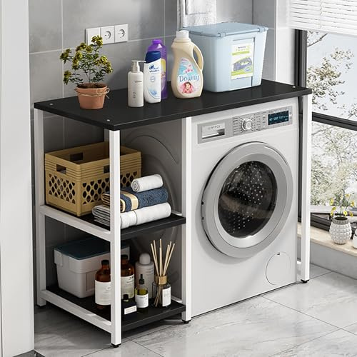 Meuble Dessus Machine A Laver Avec Étagère,Superposition Lave Linge Seche Linge,Étagère Pour Machine À Laver À 3 Niveaux,Meuble De Rangement Machine A Laver,Économie D'espa,Pour Machine À Laver Ce(Bla