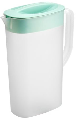 Water Jug for Fridge Plastic Cold Bottle 2.5L Thickening Water Jugs with Lids Heat & Cold Resistant Drink Container with Filter for Fruit Juice Milk Drinks Green
