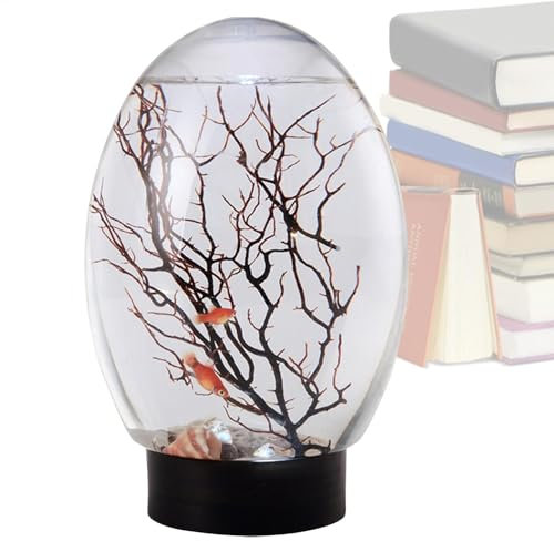 Desktop -Fischtank, Fischschalen für Mittelstücke, Betta -Tank mit LED -Licht, Lustiger aquaponischer Pflanzer, Desktop -Landschaften für Zuhause