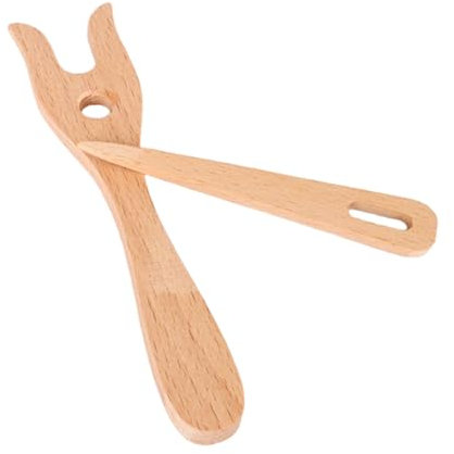 THINCAN Holz Strickgabel Holz Big Eyel Nadel Set Holzwebwerkzeug Wandteppiche Brainder Strickgabel Für Armbänder Mit Weben des Webens