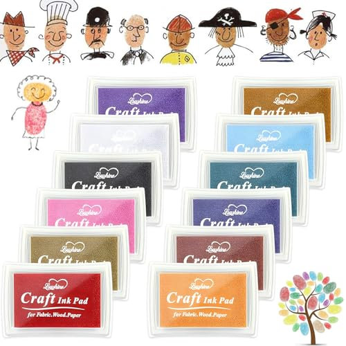 12 Stücke Stempelkissen,Stempelkissen Kinder,Stempelkissen Bunt,Fingerabdruck Set,Stempelkissen Kinder Ungiftig Abwaschbar,Fingerstempel,Für Papier Handwerk Stoff, Scrapbook, Kinder Geburtstags