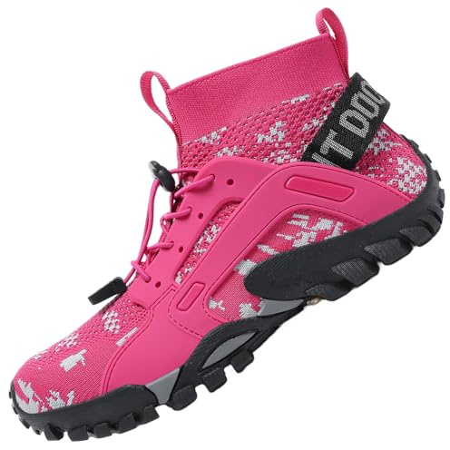 VTASQ Chaussures de randonnée pour homme et femme - Chaussures de marche hautes - Chaussures d'escalade à lacets - Antidérapantes - Pour randonnée, camping, sentiers, rose, 39 EU
