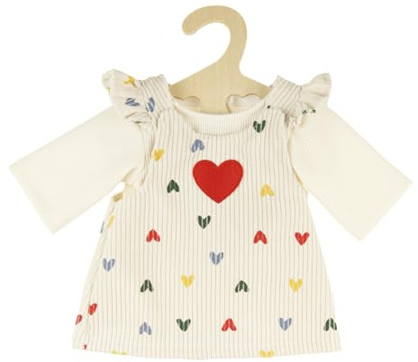 Heless 1530 - Vestiti per Bambole ''Heart Confetti'', Set di 2 Pezzi con Abito in Velluto a Coste e Maglietta, per Bambole e Peluche di Dimensioni 28-35 cm