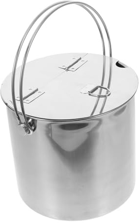 JECOMPRIS Cubo de Acero Inoxidable para Agua Asa y Tapa Abatible, Fácil de Limpiar, Adecuado para Reuniones Familiares y Fiestas, Cubo Portátil para Hielo y Bebidas