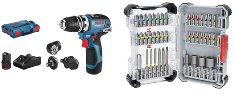 Bosch Professional 12V System Akku Bohrschrauber GSR 12V-35 FC (inkl. 2x 3.0Ah Akku, Schnellladegerät GAL 12V-40, 4x Aufsätze) + 43x Extra Hard Schrauberbit-Set, 43‑tlg. (197 x 110,5 mm, Zubehör)