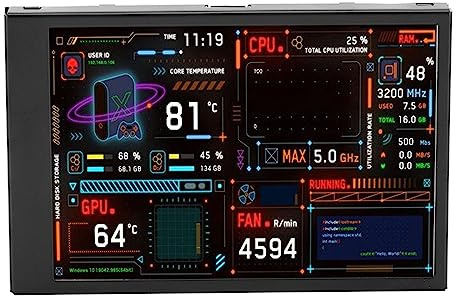 NutriEss 3.5in Computer Temp Monitor Dual USB Port IPS Mini Visualizza CPU Monitoraggio dati con Editor a tema visivo per GPU RAM HDD