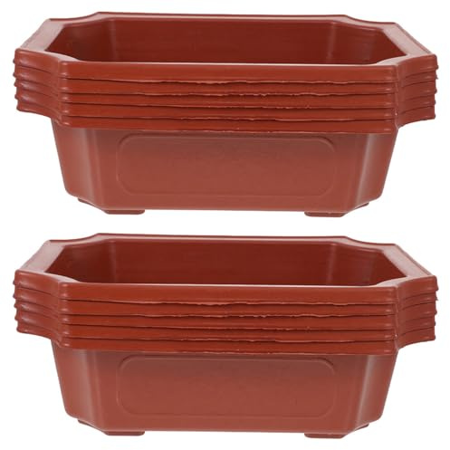 DECOMELODY 10 Pezzi Contenitore per Bonsai in Plastica Rettangolare Effetto Ceramica Vintage, Fioriera per Succulente e Piante, Facile da Spostare, Giardino