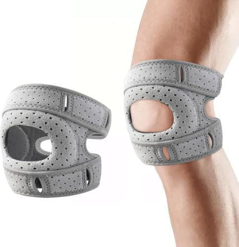 XFSRG Rodillera Deportiva Ajustable Rodillera Rotuliana Soporte para Rodilla Transpirable con Almohadilla de Silicona para Estabilidad y Alivio de Presión (Gris)