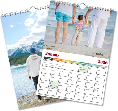 Fotokalender Wandkalender2026 selbst gestalten Stehkalender mit eigenen Fotos Fotokalender zum Aufstellen Foto Bastelkalender DIY Weihnachten (Wandkalender 21 cm x 29,7 cm, 2 x Kalender)