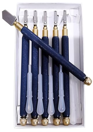 Tagliavetro Testa Diamantata Lama In Acciaio Utensile Da Taglio Fornitura Olio Manico In Metallo Antiscivolo 175mm Per Manuale Cerchi Da Tavolo Spessi Bottiglia Principianti Punta D'olio