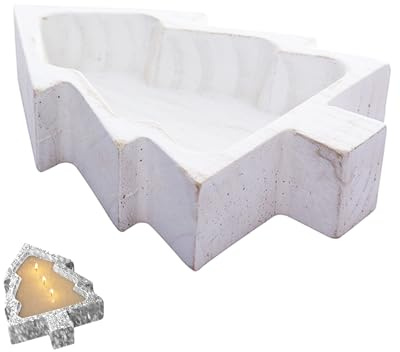 Cuenco de madera con vela | Soporte rústico decoración navideña - Cuencos de madera rústicos para mesa de café, decoración para dulces, aperitivos, platos de carne, sushi, granja, mesa de centro