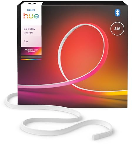 Philips Hue OmniGlow COB LED Strip Light, 3m | Vibrant Colour & Ambiance, Smart LED, 2700 lm, Indoor Lighting, Uniform Light, Cuttable, App and Voice Control, Smart Home