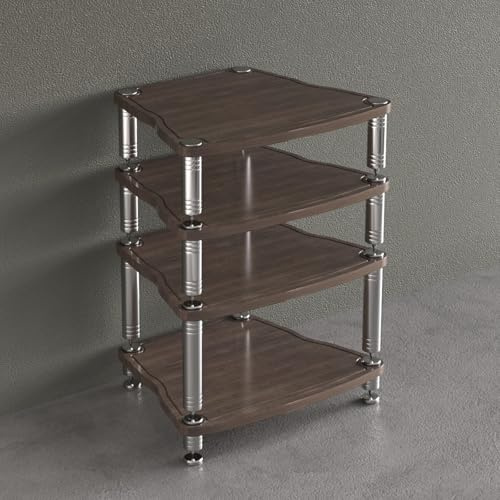 Noce 4Layer Angolo AV Media Cabinet Audio Video Console Stand Giradischi Mensola di Stoccaggio Home Theater Stereo Rack Elegante Centro di Intrattenimento per Soggiorno