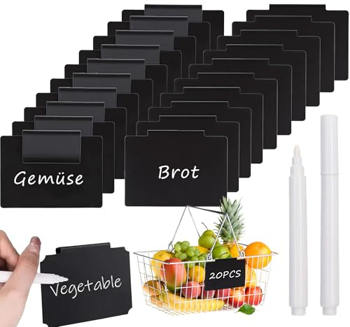 Etikettenhalter Clips für Körbe - 20Stück Etiketten Clips Abnehmbar schwarz