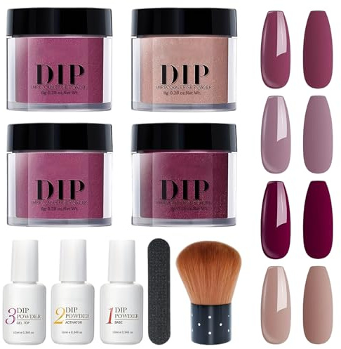 Kit de trempage de poudre à ongles, 10 pièces/ensemble poudre trempage, kit liquide 4 couleurs avec activateur base et finition pour ongles français, salon manucure, bricola