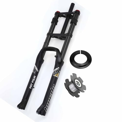 LHHL 26Zoll E-Bike-Federgabel MTB-Fahrradgabel Scheibenbremse BMX-Luftstoßdämpfer 1-1/8 Gabelschaft 170mm Federweg QR for 4,0-Zoll-Fat-Reifen(Black)