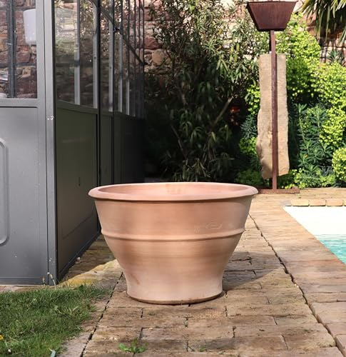 Palatina Werkstatt winterfester Terracotta Blumentopf, Pflanzkübel 50 cm breit Pflanzschale für Außen Terrasse Garten, Buxus