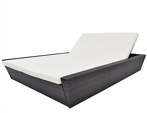 vidaXL Sonnenliege Auflage Poly Rattan Doppelliege Gartenliege Lounge Liege