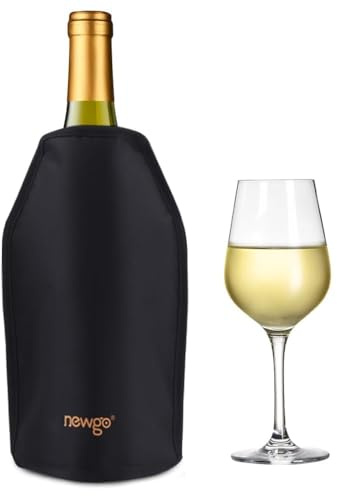 NEWGO Wine Cooler Sleeve Reusable Wine Bottle Cooler Flexible Wine Ice Pack Sleeve Keep Wine Cool and Refreshing for Standard Size Bottles for Red Wine, White Wine & Champagne - Black
