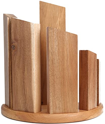 Resafy Countertop Magnetic Knife Block - Double Sided Wooden Holder w/Strong Magnets,Space Saving Up to14 Knives Large Capacity Storage Stand