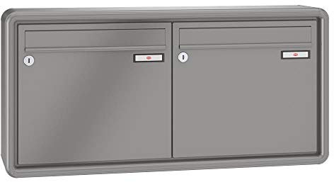 RENZ / RS2000 / 2er Aufputz-Briefkastenanlage Wand-Briefkasten/RAL-Farbe 9007 Volumen 1/Dein-Briefkasten.de