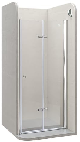 Moments of Glass Mampara de ducha puerta plegable rango de ajuste de 92-95,5 cm altura: 195 cm de vidrio transparente templado de seguridad de 6mm perfiles de aluminio chrome – DK822