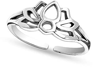 LeCalla 925 Sterling Silber filigrane Blume Lotus Silhouette Band Zehenringe für Frauen