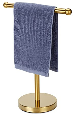 Hand Towel Holder Gold, Hand Towel Rack Stand with Heavy Weighted Base, Countertop Hand Towel Holder Stand for Bathroom，SUS304 Stainless Steel (Gold)