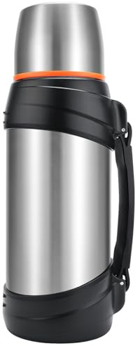 Olerd Thermosflasche Thermoskanne 2.0L, Isolierkanne Edelstahl Trinkflasche, Isolierflasche mit 2 Trinkbecher, Doppelwandisolierung Camping Wasserflasche, 24h Heiß & Kalt (Silber)