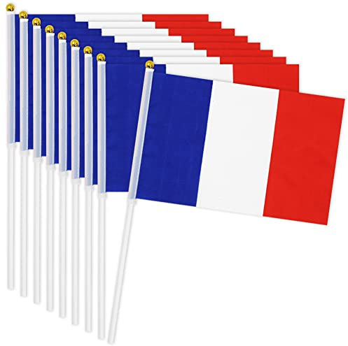 20Pcs Drapeau Français - Drapeau National France - Fête Nationale Française - Portatif - 21 x 15 CM