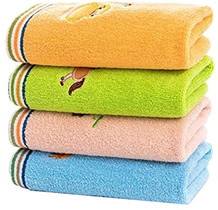Hilai Handtuchset, Baumwolltücher, Wasserabsorption, Haushaltstuch, Kindertuch, Kindergartentuch, weiches, saugfähiges Handtuch, Gesichtstuch 50 x 25 cm 4pcs Handtuchsets