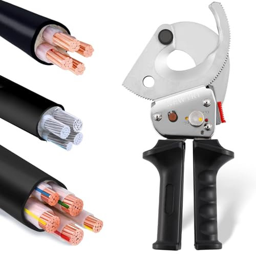 NEWTRY Utensile Tagliacavi a cricchetto per Tagliare fili di rame e alluminio fino a 500 mm², in Acciaio Inox con Impugnatura Retrattile, XLJ-D-500
