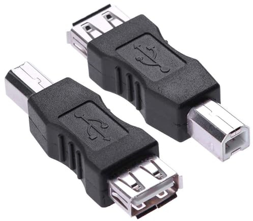 Printer to USB Adapter USB Type B Male to USB-A Female Converter for HP/Canon/Dell/Epson/Lexmark/Xerox & More Scanner Fax Machine to Computer Laptop PC (2Pack, Not Midi Adapter)
