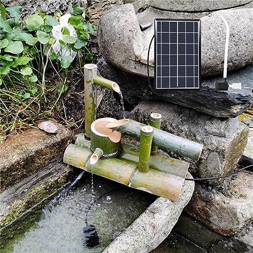 HJDSUDU Bamboo Water Fountain with Pump, Japanese Rocking Bamboo Solar Water Fountain Kit,Outdoor Freestanding Fountains Backyard Pond Kit for Pond Rockery Stone Trough,50CM