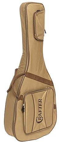 Crafter Gitarrentasche DG-M LINE Gigbag – Braun, 18 mm Polsterung, Rucksackgurt & Tragegriff, 2 Außentaschen, Reißverschluss – für Dreadnought & Grand Auditorium Westerngitarren