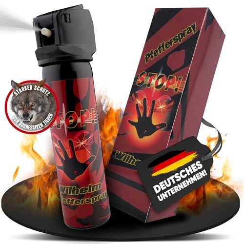 Wilhelm Pfefferspray Tierabwehr Selbstverteidigung CS Gas KO Spray hochdosiert (ca. 2 Mio. Scoville) effektives Verteidigungsspray