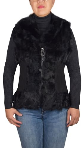 Miss Rouge Gilet sans manche,femme,en véritable fourrure,noir,taille unique