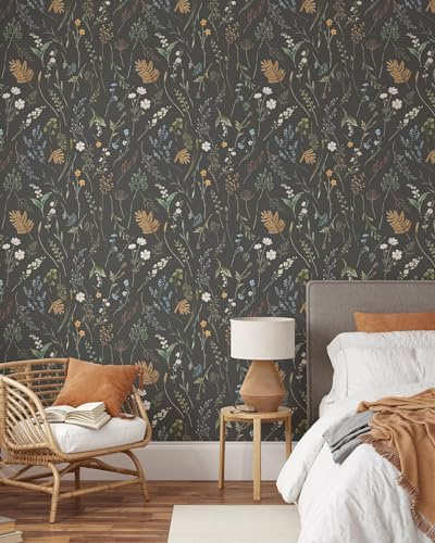 Coloritto Wild Herbs and Flowers Wallpaper | Removable Self Adhesive Botanical Wallpaper | Wildflowers Peel and Stick Wallpaper (Sample 12 W x 8 H)