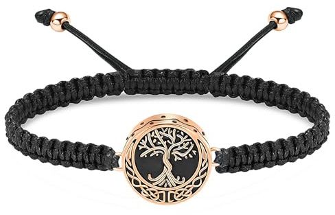 VCCWYQK Pulsera de urna de árbol de la vida para las cenizas para mujeres y hombres, joyería de cremación, ajustable, pulsera de cuerda