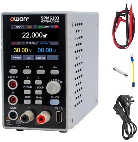 OWON SPM6103 2-in-1-Netzteil und Multimeter (0–60 V, 0–10 A) Gleichstromnetzteil, variabel, Tischnetzteil, mit 7,1 cm hochpräziser LED, USB-Schnittstelle, unterstützt SCPI, 4 1/2 Digitalmultimeter