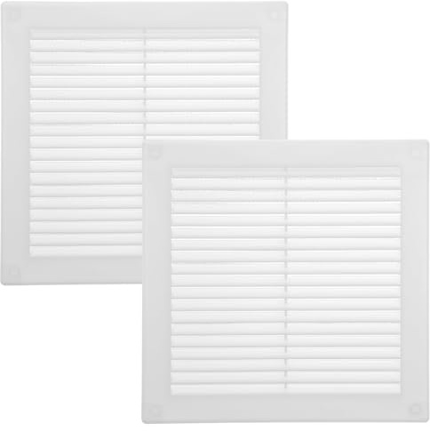 Vent Systems 200 x 200 mm 2 unidades cubierta de ventilación blanca – rejillas de ventilación planas cuadradas – Protección contra insectos integrada – Ventilación de climatización para baño