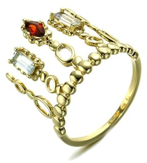 Stfery Bague en or véritable pour femme Marquise Grenat Bague Femme Bijou fantaisie, Grenat