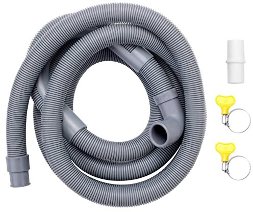 Dojimayisc 2.5M Grey Polypropylene Drain Hose Extension for Washing Machines, Dishwashers & Dryers (2 Pack, 26mm/29mm)
