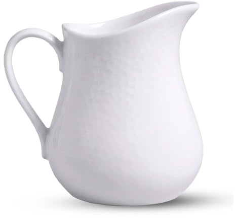 Concept4u 6 x White Ceramic Jug with Handle 25ml Porcelain Traditional Milk Jug Household Creamer Gravy Custard Serving Pitcher Ideal for All Types of Kitchens