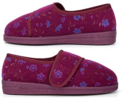 Generic Women's Diabetic Slippers, Wide Fit, EEEE (4E) Width, Touch Fastening, Washable, Wine