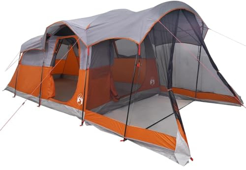 vidaXL Familjetält tunnel 8 person grå och orange vattentätt, tält, trädgårdstält, friluftsskydd, campingtält, campingskydd, trädgårdsskjul