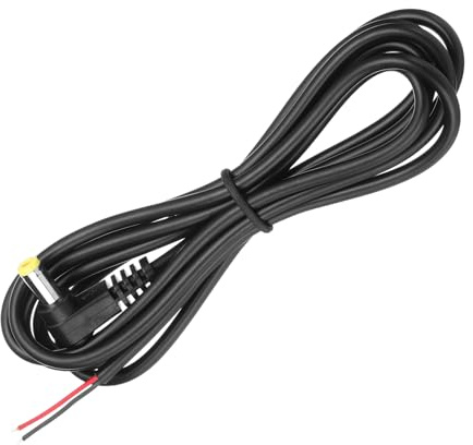 sourcing map Replacement 5.5mm x 2.1mm Right Angle 90 Degree DC Power Male Plug Jack to Bare Wire Open End Connector Adapter Pigtail Power Cable Cord for DC Surveillance Camera, 1.5m