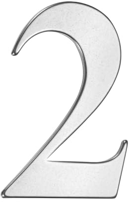 M METERXITY 1 Pcs Numéro de Maison auto-Adhésif, 3 Pouces en Acier Inoxydable 304 Numéro de Boîte aux Lettres Numéro d'Adresse pour Maison/Bureau/Hôtel/Ferme [Numéro 2, Argent]