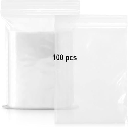 MARCPRINT 100 Sachet Plastique Transparent 18x25 cm | Sac Congelation Auto-Scellant | Sac Congelation zip Convient aux Denrées Alimentaires | Sachet zip Réutilisable